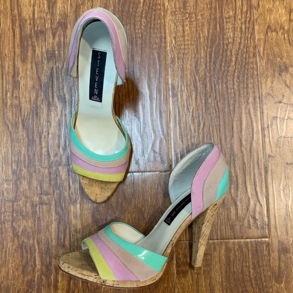 Steven By Steve Madden Shoes - Steven Madden Leather Vybe cork heels size 7